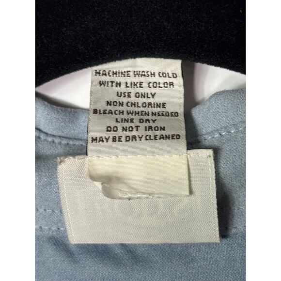 Rod's Womens Large Western Pearl Snap Shirt FLORAL Blue Microsuede Faux Suede LS - Picture 8 of 12